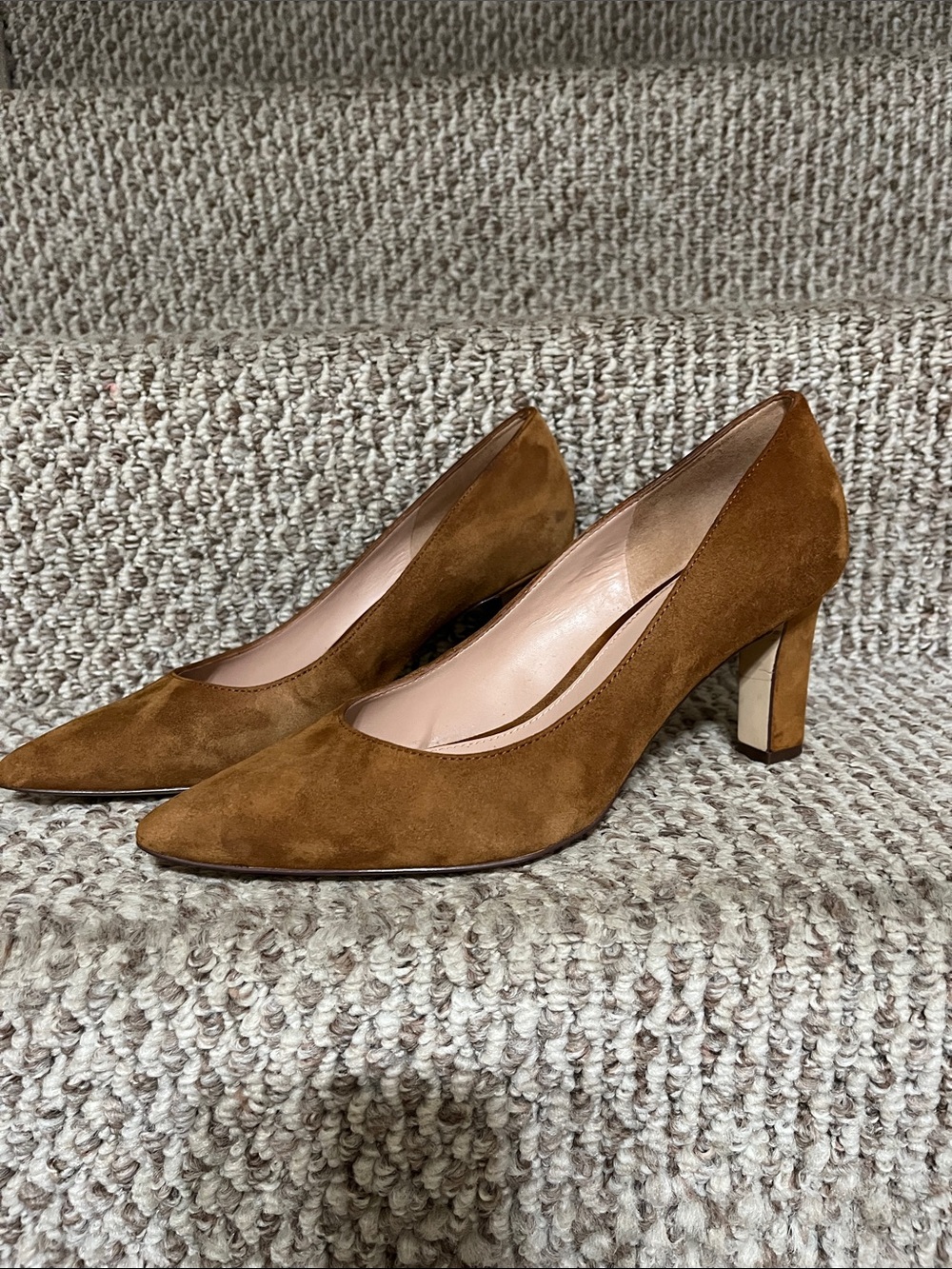 Classic Pointed-Toe Suede Pumps in Brown